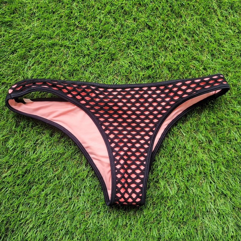 Victoria's Secret, small, bikini bottom, black and coral
